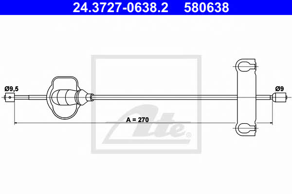 Ate 24.3727-0638.2 Cable Pull, parking brake 24372706382