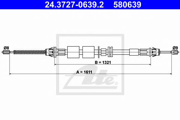 Ate 24.3727-0639.2 Cable Pull, parking brake 24372706392