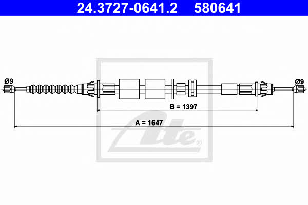 Ate 24.3727-0641.2 Cable Pull, parking brake 24372706412