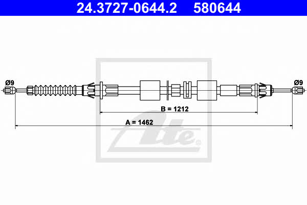 Ate 24.3727-0644.2 Cable Pull, parking brake 24372706442