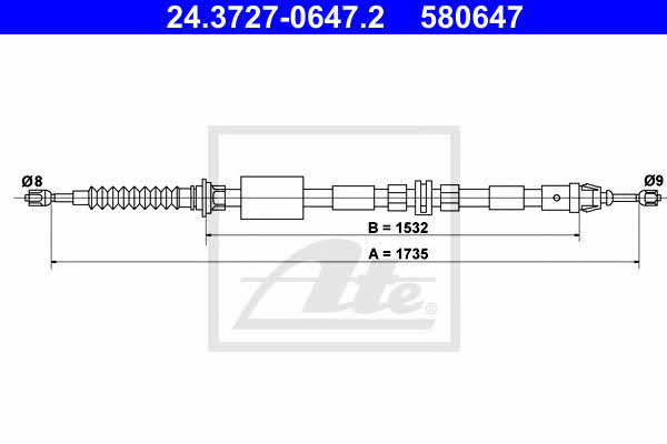 Ate 24.3727-0647.2 Cable Pull, parking brake 24372706472