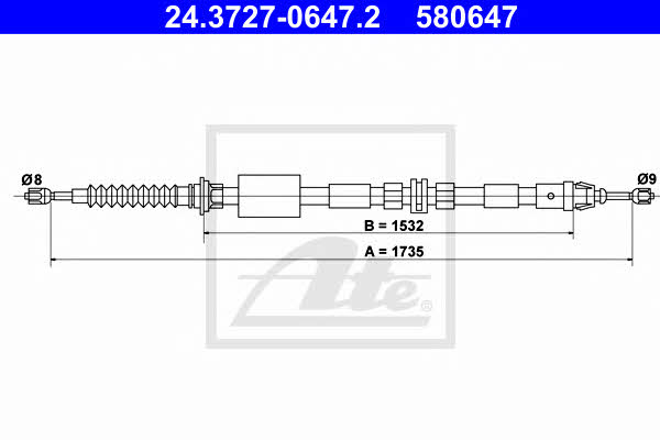Ate 24.3727-0647.2 Handbrake cable 24372706472 24372706472 Ate Handbrake cable