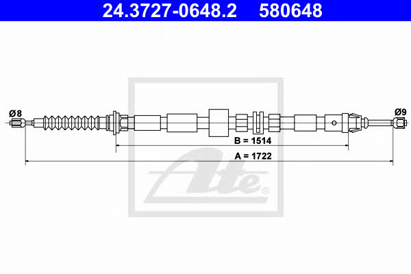 Ate 24.3727-0648.2 Cable Pull, parking brake 24372706482