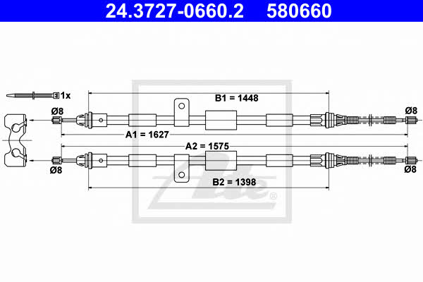 Ate 24.3727-0660.2 Cable Pull, parking brake 24372706602