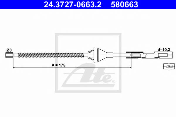Ate 24.3727-0663.2 Cable Pull, parking brake 24372706632
