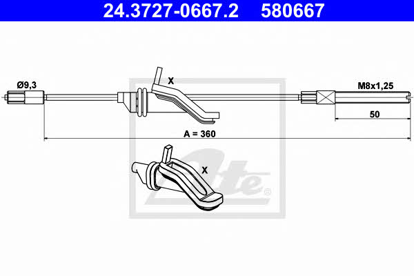 Ate 24.3727-0667.2 Cable Pull, parking brake 24372706672