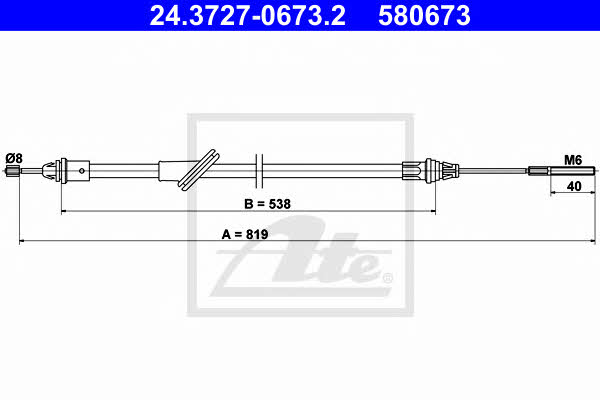 Ate 24.3727-0673.2 Cable Pull, parking brake 24372706732