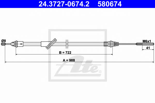 Ate 24.3727-0674.2 Cable Pull, parking brake 24372706742