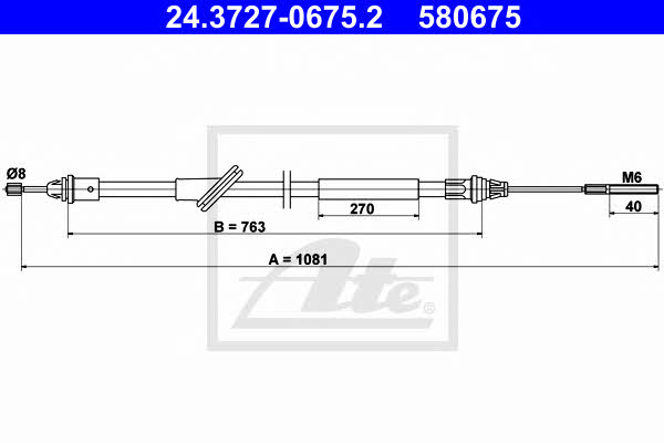 Ate 24.3727-0675.2 Cable Pull, parking brake 24372706752