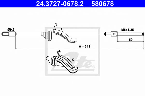 Ate 24.3727-0678.2 Cable Pull, parking brake 24372706782