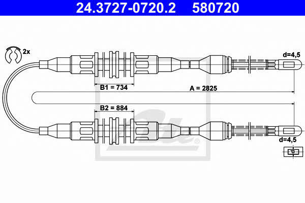 Ate 24.3727-0720.2 Cable Pull, parking brake 24372707202