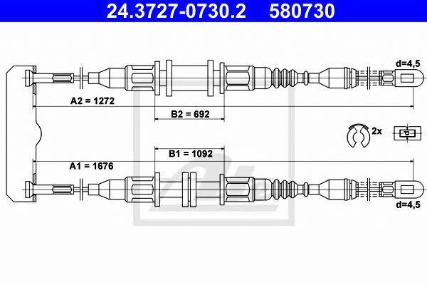 Ate 24.3727-0730.2 Cable Pull, parking brake 24372707302