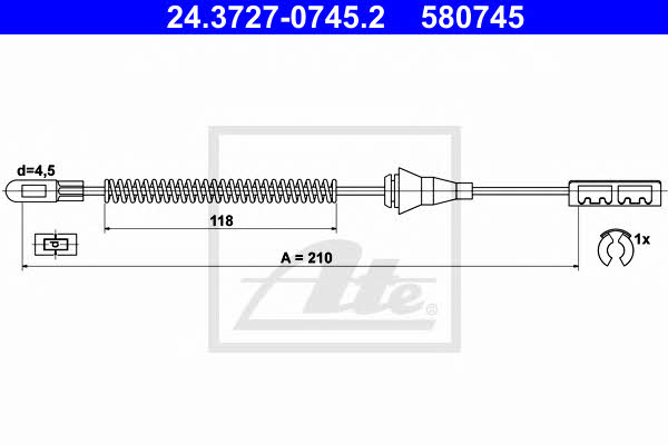 Ate 24.3727-0745.2 Cable Pull, parking brake 24372707452