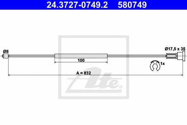 Ate 24.3727-0749.2 Parking brake cable, right 24372707492
