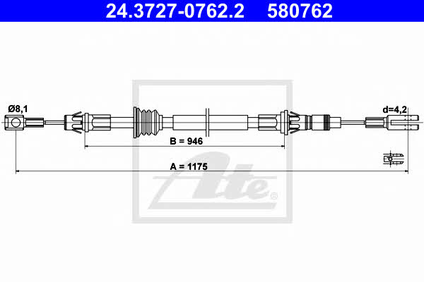 Ate 24.3727-0762.2 Handbrake cable 24372707622 24372707622 Ate Handbrake cable