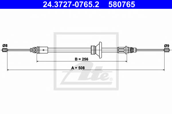 Ate 24.3727-0765.2 Cable Pull, parking brake 24372707652