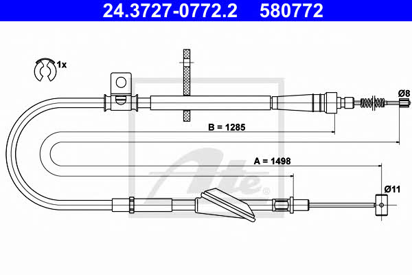 Ate 24.3727-0772.2 Cable Pull, parking brake 24372707722