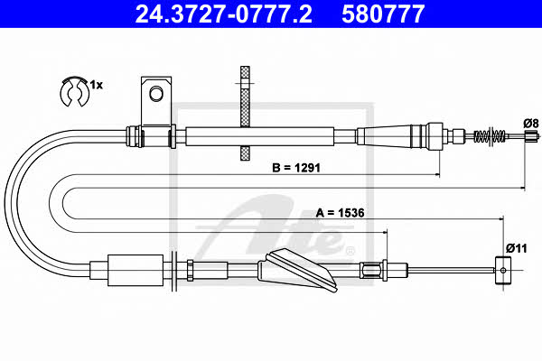 Ate 24.3727-0777.2 Parking brake cable left 24372707772