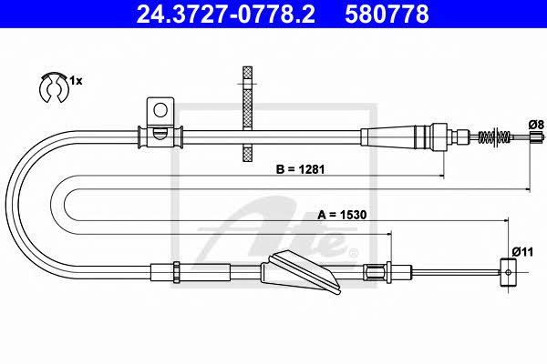 Ate 24.3727-0778.2 Parking brake cable, right 24372707782