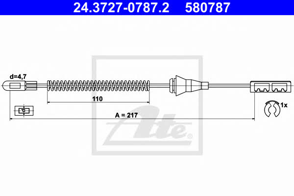 Ate 24.3727-0787.2 Handbrake cable 24372707872 24372707872 Ate Handbrake cable
