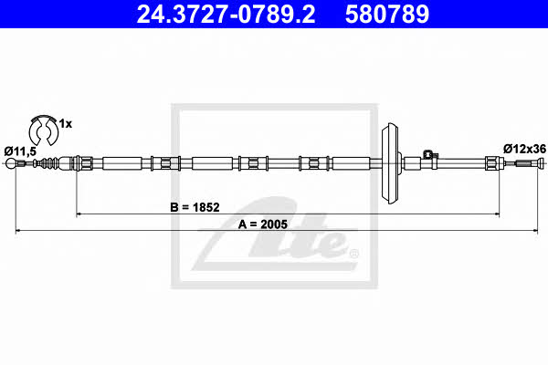 Ate 24.3727-0789.2 Cable Pull, parking brake 24372707892