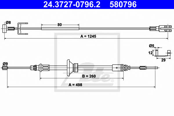 Ate 24.3727-0796.2 Cable Pull, parking brake 24372707962