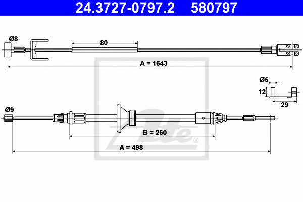 Ate 24.3727-0797.2 Cable Pull, parking brake 24372707972