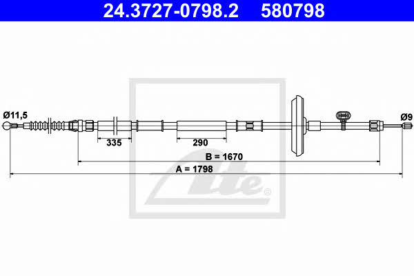 Ate 24.3727-0798.2 Cable Pull, parking brake 24372707982