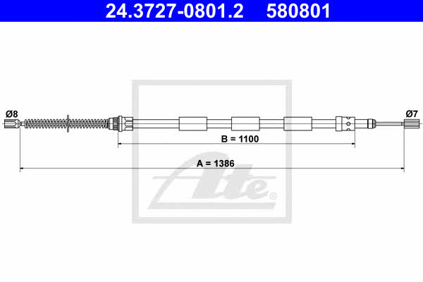 Ate 24.3727-0801.2 Parking brake cable, right 24372708012