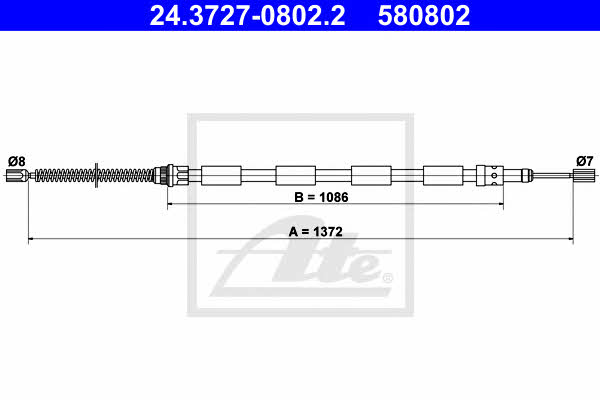 Ate 24.3727-0802.2 Parking brake cable left 24372708022