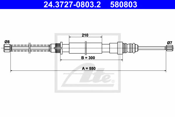 Ate 24.3727-0803.2 Parking brake cable, right 24372708032