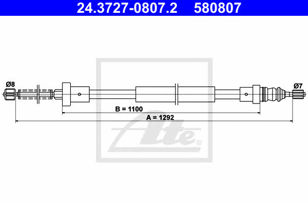 Ate 24.3727-0807.2 Cable Pull, parking brake 24372708072