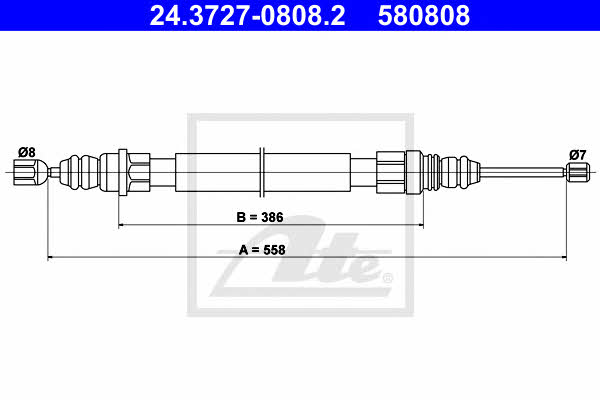 Ate 24.3727-0808.2 Parking brake cable, right 24372708082