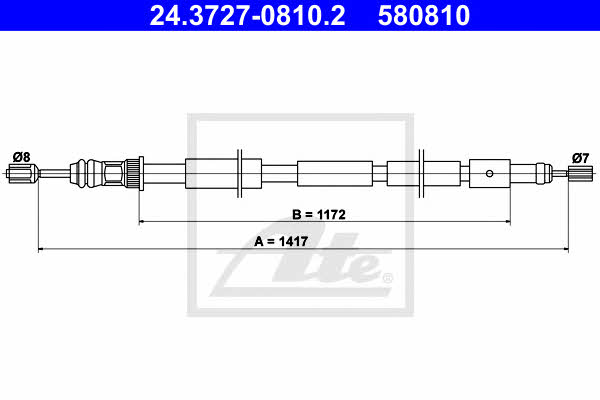 Ate 24.3727-0810.2 Parking brake cable left 24372708102