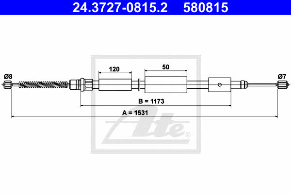 Ate 24.3727-0815.2 Cable Pull, parking brake 24372708152