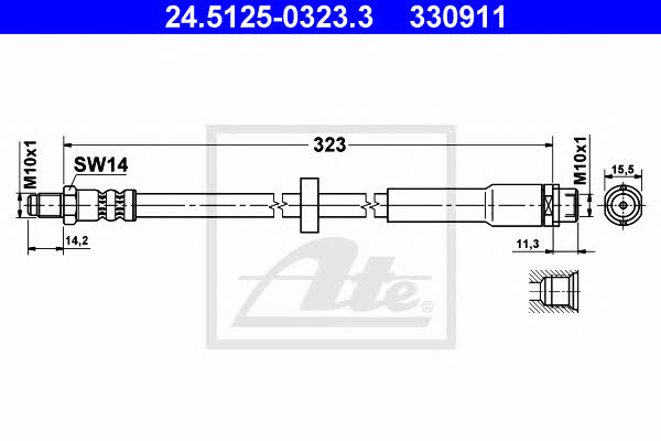 Ate 24.5125-0323.3 Brake Hose 24512503233