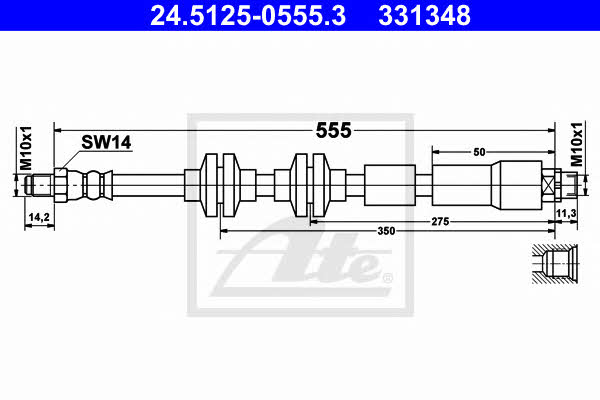 Flexible brake pipe BMW: 24512505553 Ate Brake Hose