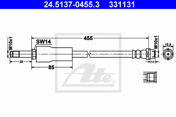 Ate 24.5137-0455.3 Brake Hose 24513704553