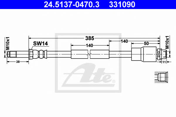 Ate 24.5137-0470.3 Brake Hose 24513704703