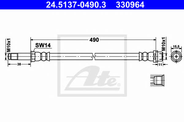 Ate 24.5137-0490.3 Brake Hose 24513704903