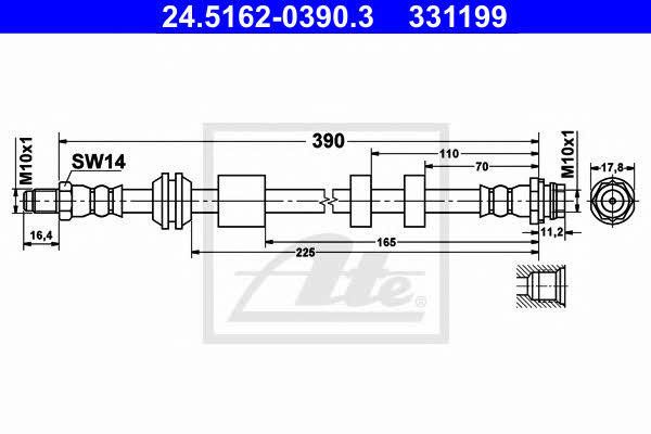 Flexible brake pipe Ford S-Max: 24516203903 Ate Brake Hose