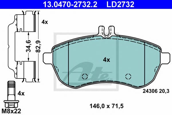 Ate ATE CERAMIC disc brake pads, set – price 314 PLN