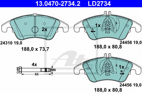 Ate ATE CERAMIC disc brake pads, set – price 375 PLN