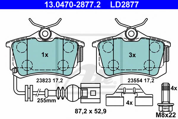 Ate 13.0470-2877.2 ATE CERAMIC disc brake pads, set 13047028772