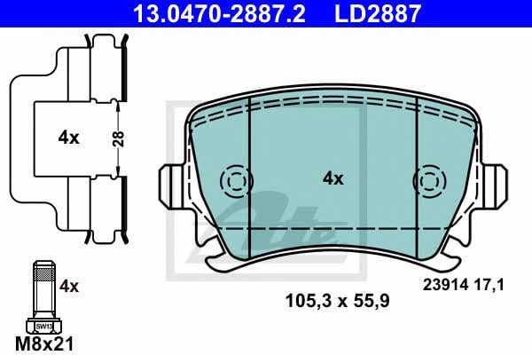 Ate ATE CERAMIC disc brake pads, set – price 273 PLN