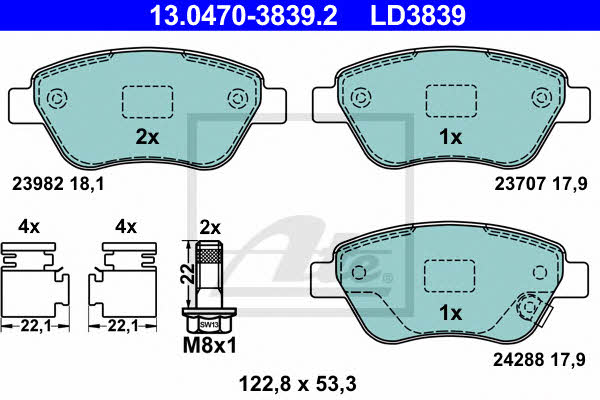 Ate ATE CERAMIC disc brake pads, set – price 345 PLN