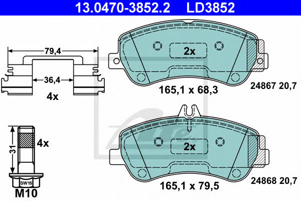 Ate ATE CERAMIC disc brake pads, set – price 383 PLN