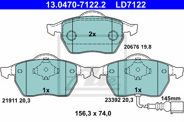 Ate ATE CERAMIC disc brake pads, set – price 364 PLN