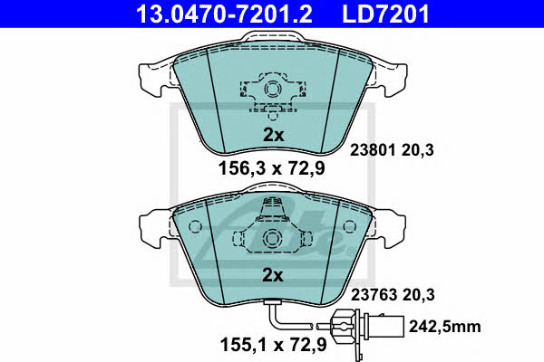 Ate 13.0470-7201.2 ATE CERAMIC disc brake pads, set 13047072012
