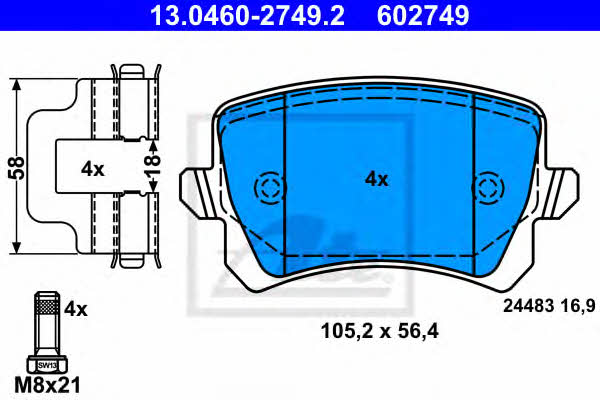 Ate Brake Pad Set, disc brake – price 150 PLN